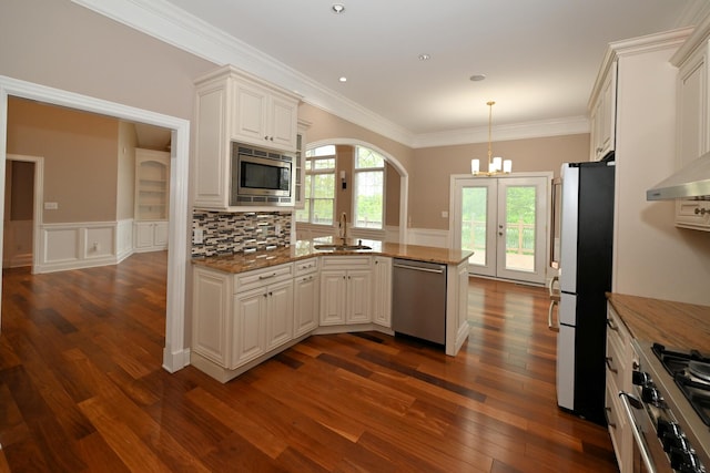 interior space with dark hardwood / wood-style floors