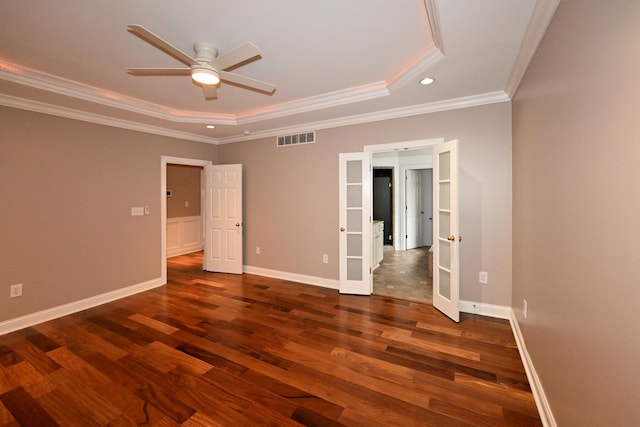 hallway featuring ornamental molding and dark hardwood / wood-style flooring