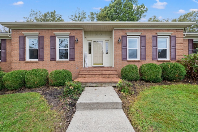 view of front of home with a front lawn