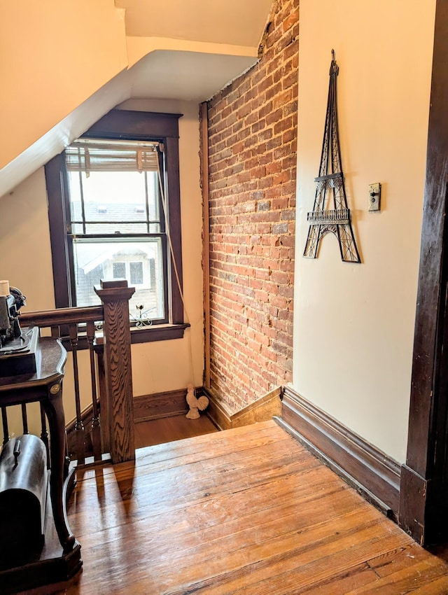 home office with hardwood / wood-style floors