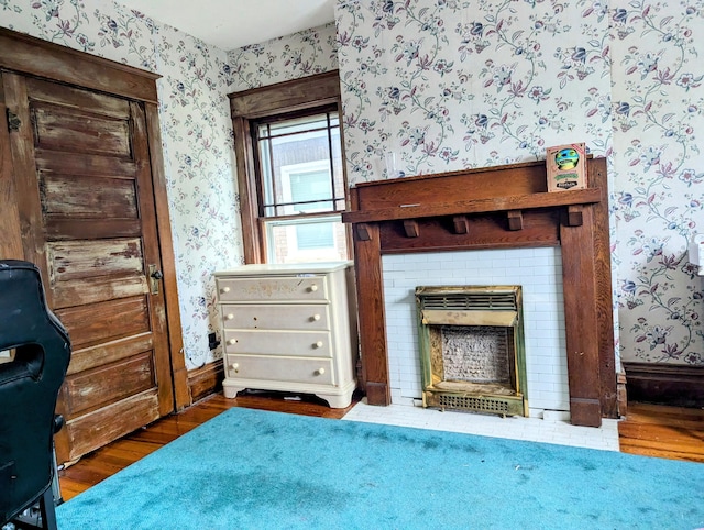 interior space with dark hardwood / wood-style flooring