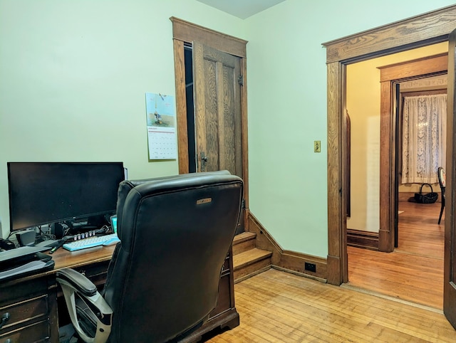 office featuring light wood-type flooring