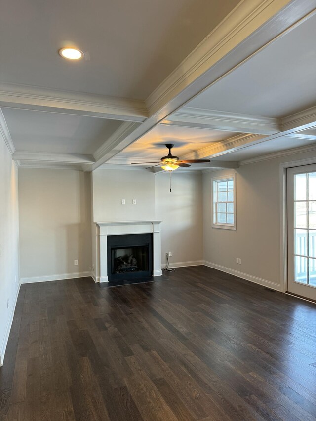 office with ceiling fan and dark hardwood / wood-style flooring