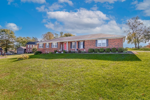 single story home with a front yard