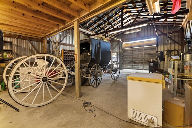 garage with refrigerator