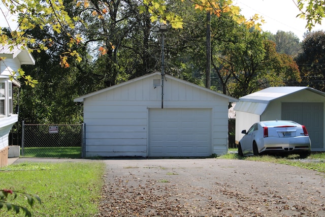 garage with wooden walls