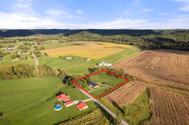 bird's eye view with a rural view