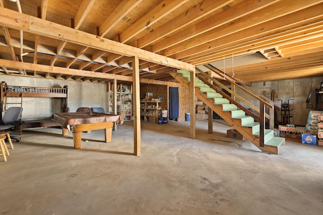 basement featuring pool table