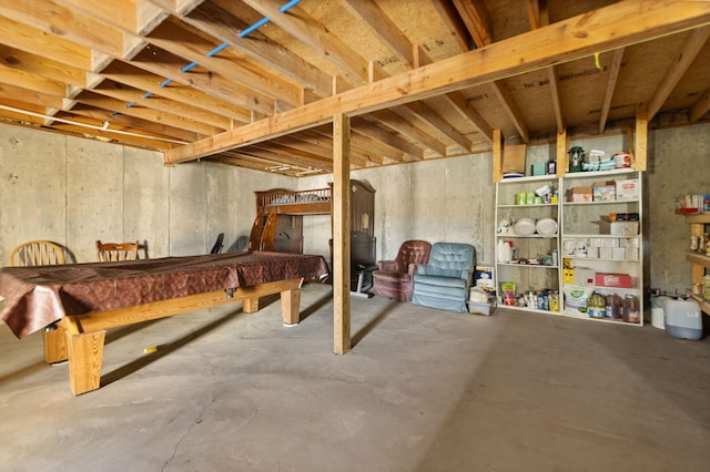 basement with pool table