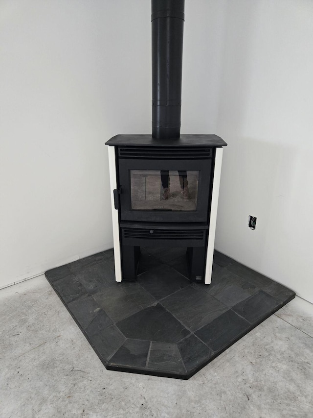 details featuring a wood stove