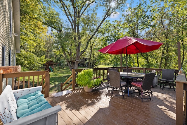 deck with a playground