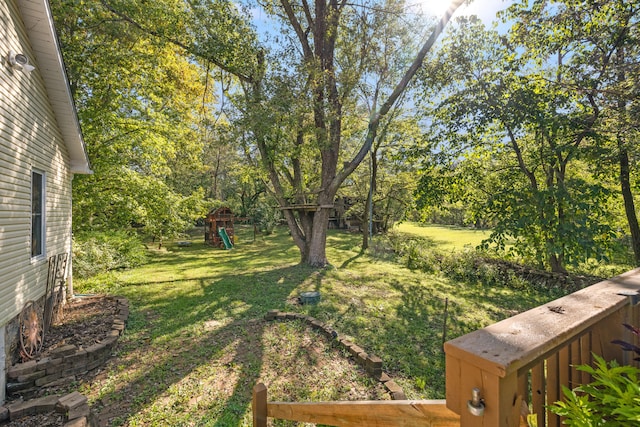 view of yard with a playground