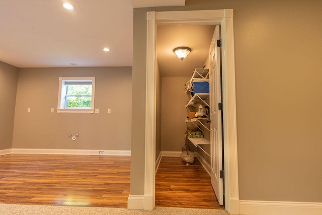 interior space with hardwood / wood-style floors