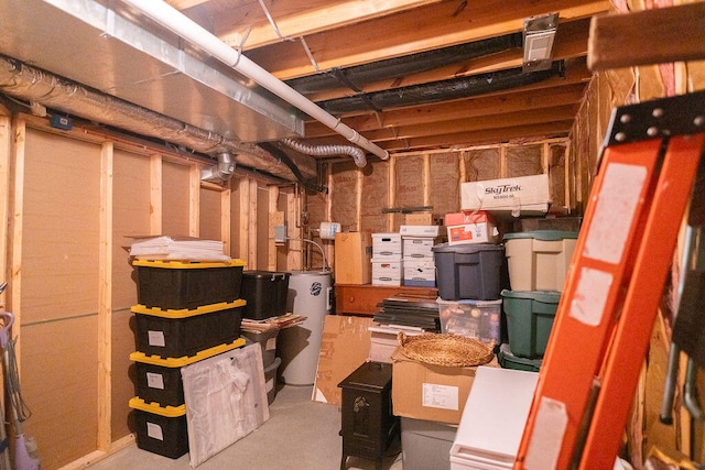 storage room featuring water heater