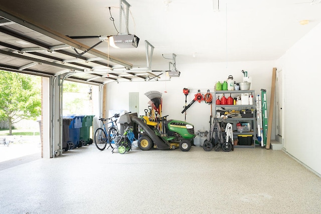 garage with a garage door opener