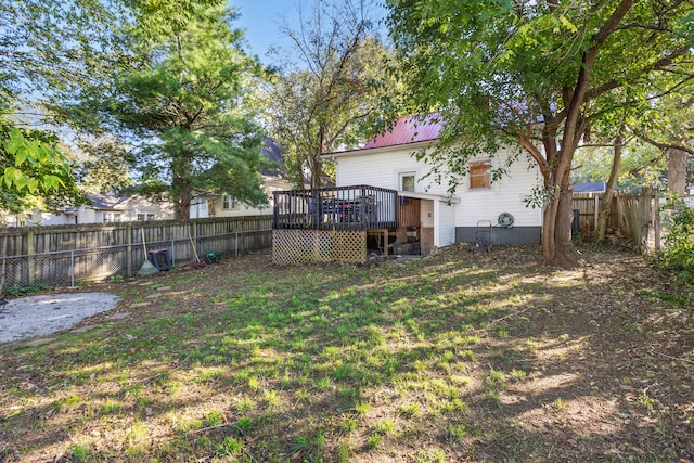 view of yard with a deck