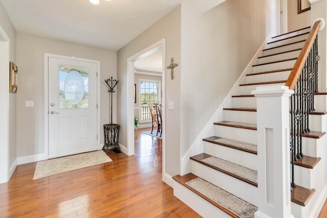 entrance foyer with hardwood / wood-style flooring