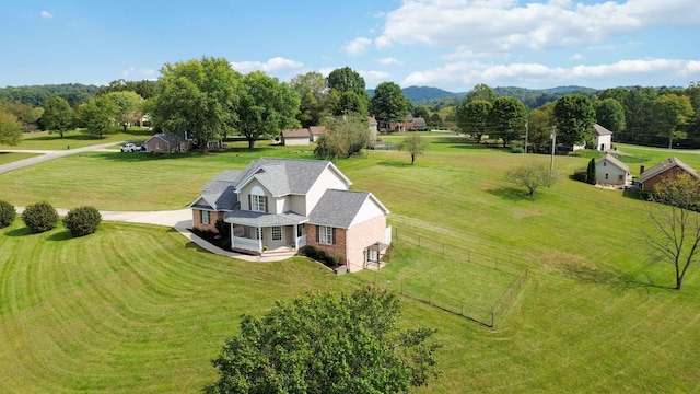 drone / aerial view with a rural view