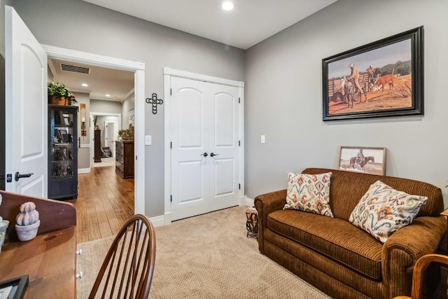 living room featuring light hardwood / wood-style flooring