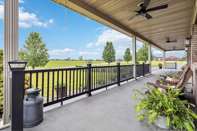 view of patio / terrace featuring ceiling fan