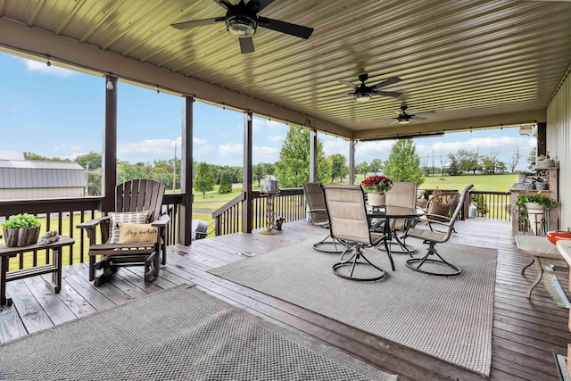 deck featuring ceiling fan