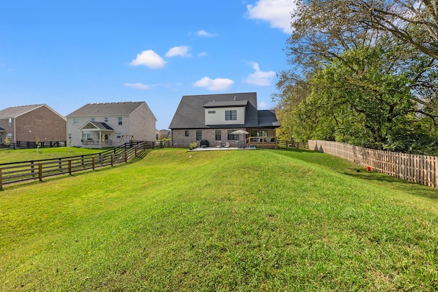 view of yard with a fenced backyard