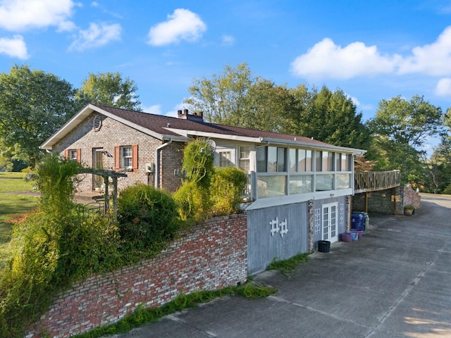 view of single story home