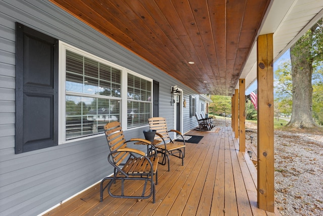 wooden deck featuring a porch