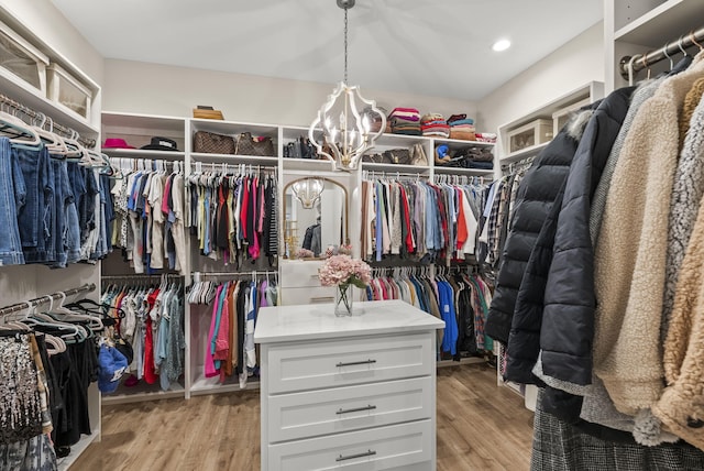 walk in closet featuring light wood-type flooring