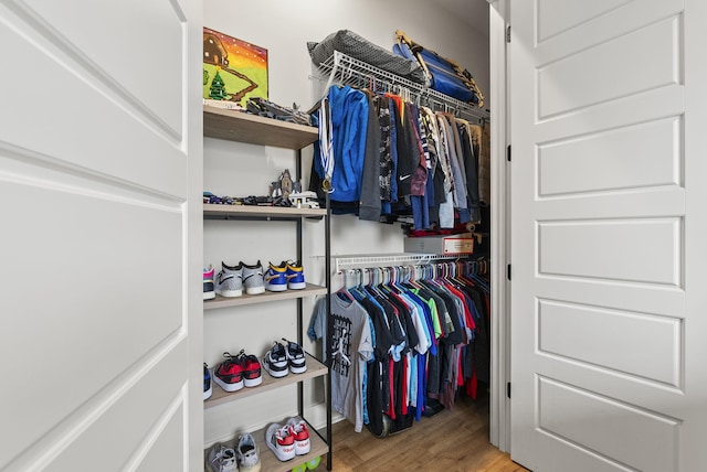 spacious closet featuring light wood-type flooring