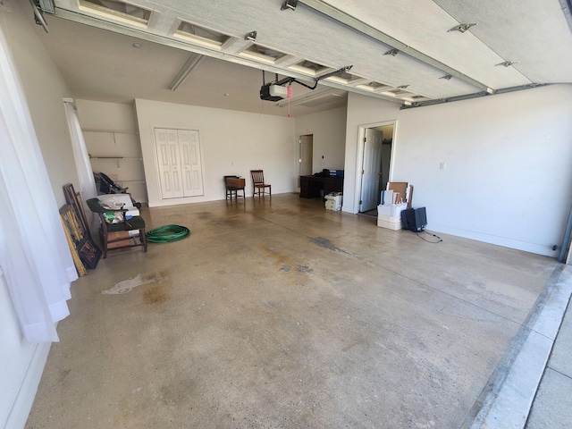 garage with a garage door opener