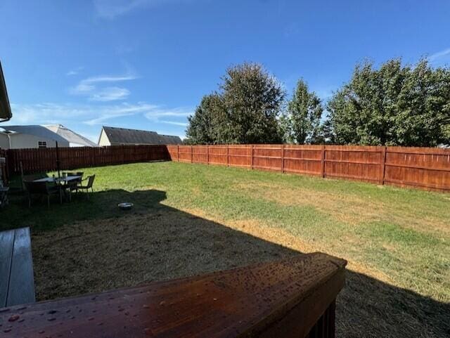 view of yard with a fenced backyard