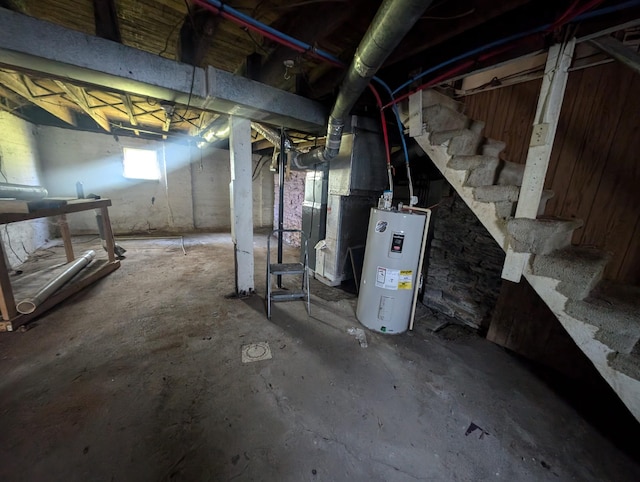 basement with water heater