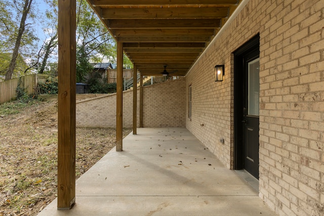 view of patio / terrace featuring ceiling fan