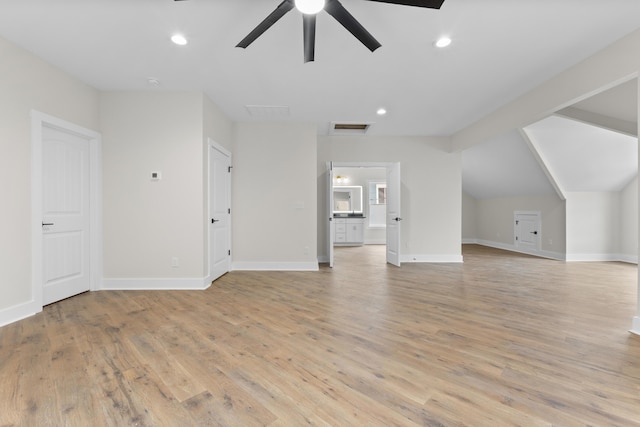 323 Conway St, Frankfort, KY 40601 - interior space featuring light wood finished floors, baseboards, visible vents, and ceiling fan