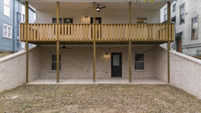 323 Conway St, Frankfort, KY 40601 - back of property featuring brick siding, a patio area, and ceiling fan