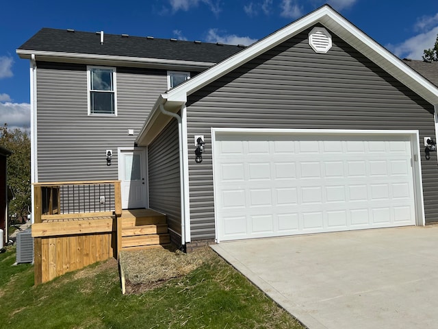 exterior space with a garage