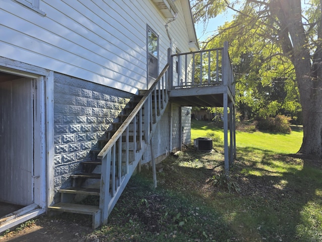 595 Bethel Ridge Rd, Sharpsburg, KY 40374 - view of grassy yard featuring stairs and cooling unit