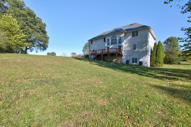 view of yard featuring a deck