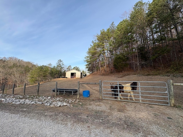 exterior space with a rural view