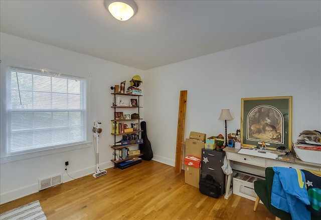 office space featuring light hardwood / wood-style floors