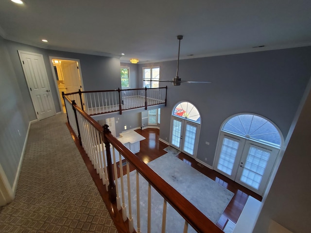 corridor featuring french doors