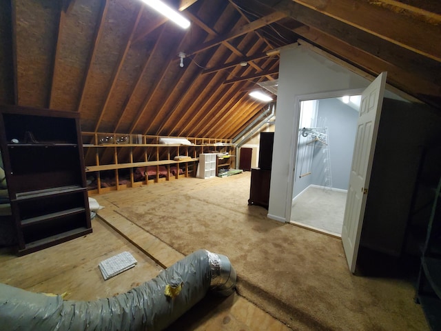 view of unfinished attic