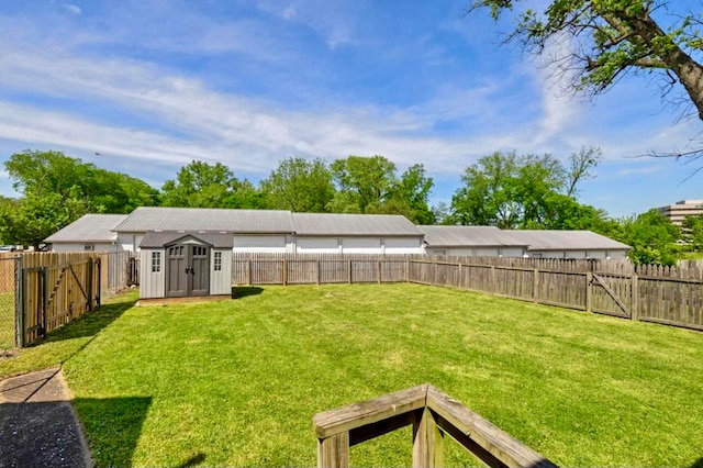 view of yard with a storage unit