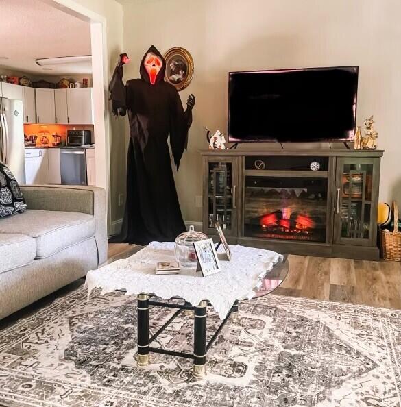 living room with hardwood / wood-style floors