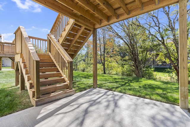 view of patio with stairway