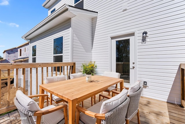 437 Friendly Ave, Nicholasville, KY 40356 - wooden terrace featuring outdoor dining area