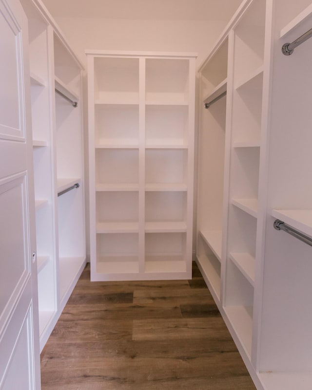 walk in closet featuring dark wood-type flooring