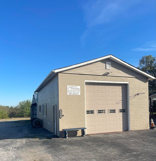 view of garage