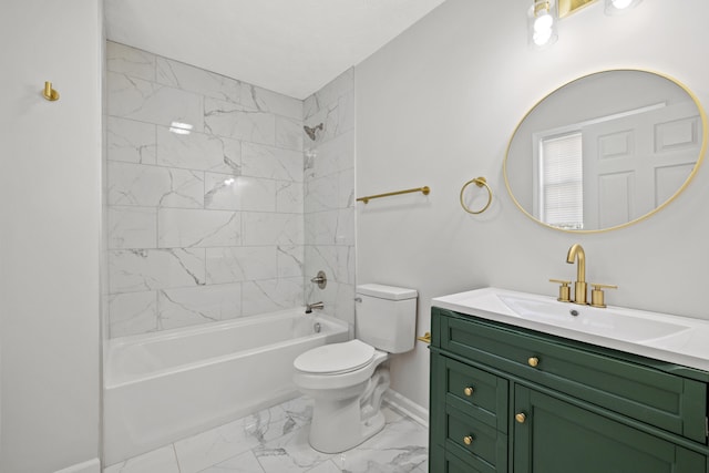 full bathroom featuring vanity, toilet, and tiled shower / bath